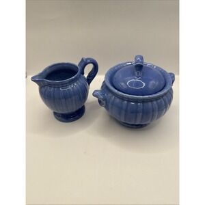 Vintage Stangl Pottery Colonial Blue Cream And Sugar Set